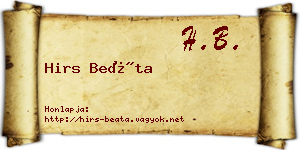 Hirs Beáta névjegykártya
